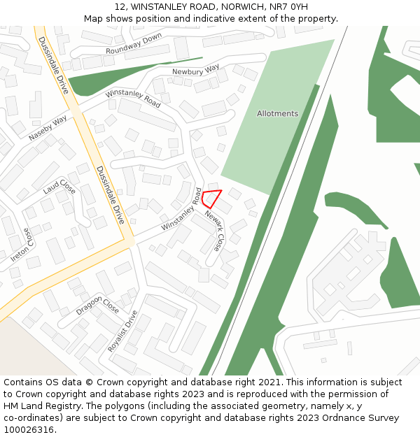 12, WINSTANLEY ROAD, NORWICH, NR7 0YH: Location map and indicative extent of plot