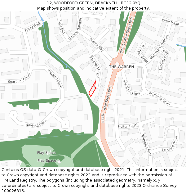 12, WOODFORD GREEN, BRACKNELL, RG12 9YQ: Location map and indicative extent of plot