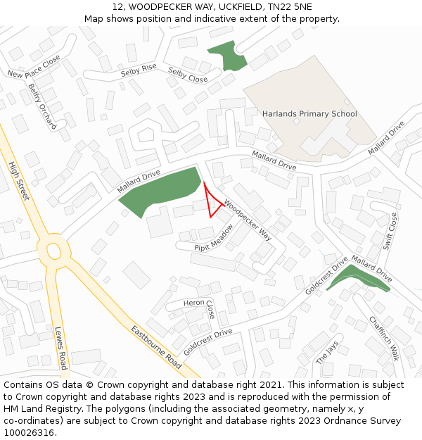 12, WOODPECKER WAY, UCKFIELD, TN22 5NE: Location map and indicative extent of plot