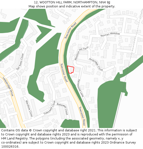 12, WOOTTON HILL FARM, NORTHAMPTON, NN4 9JJ: Location map and indicative extent of plot