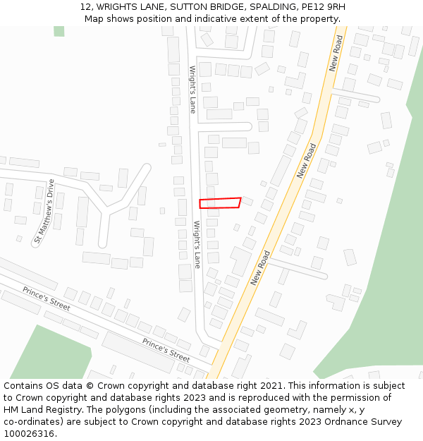 12, WRIGHTS LANE, SUTTON BRIDGE, SPALDING, PE12 9RH: Location map and indicative extent of plot