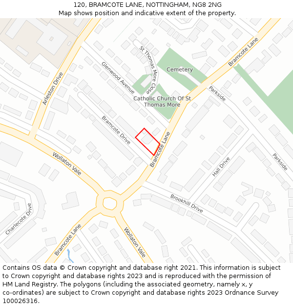 120, BRAMCOTE LANE, NOTTINGHAM, NG8 2NG: Location map and indicative extent of plot