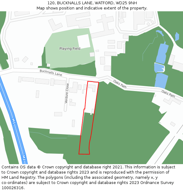 120, BUCKNALLS LANE, WATFORD, WD25 9NH: Location map and indicative extent of plot