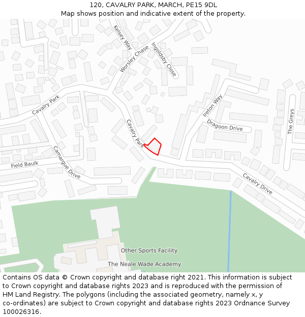 120, CAVALRY PARK, MARCH, PE15 9DL: Location map and indicative extent of plot