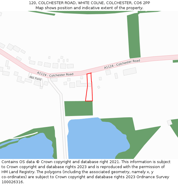 120, COLCHESTER ROAD, WHITE COLNE, COLCHESTER, CO6 2PP: Location map and indicative extent of plot