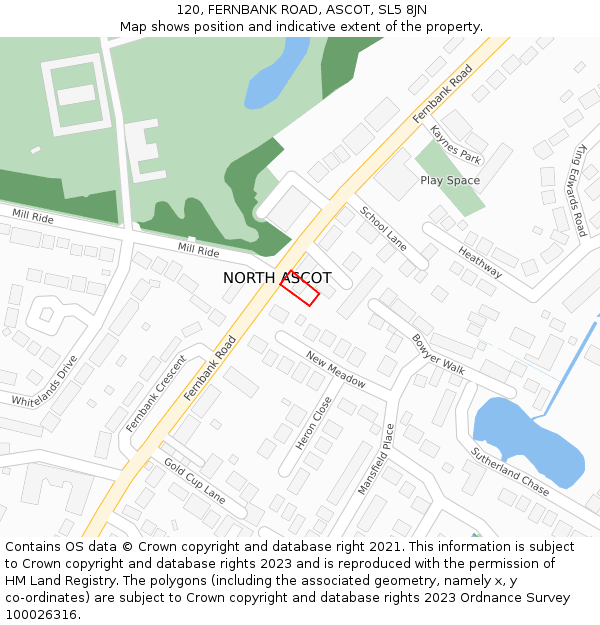 120, FERNBANK ROAD, ASCOT, SL5 8JN: Location map and indicative extent of plot