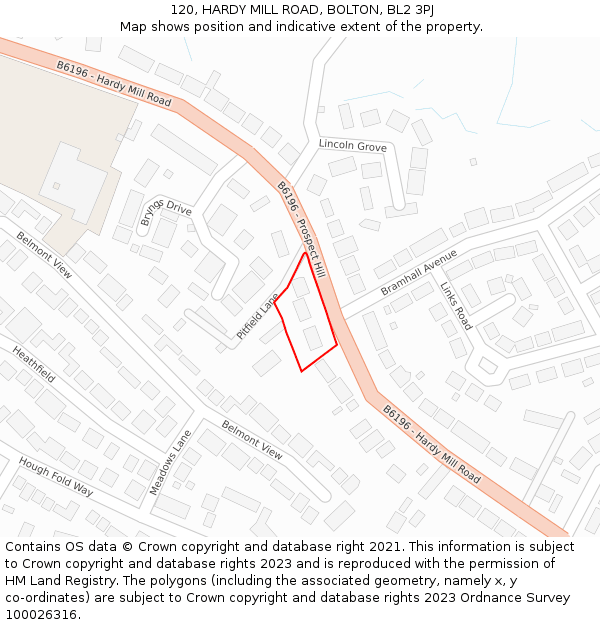 120, HARDY MILL ROAD, BOLTON, BL2 3PJ: Location map and indicative extent of plot
