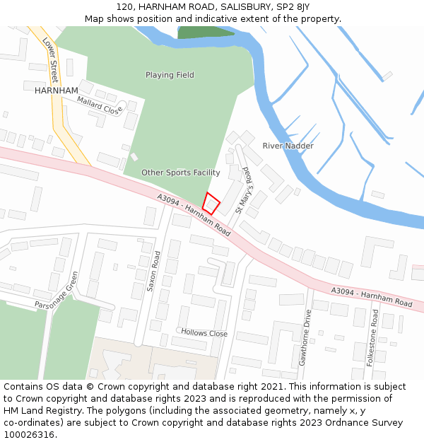 120, HARNHAM ROAD, SALISBURY, SP2 8JY: Location map and indicative extent of plot