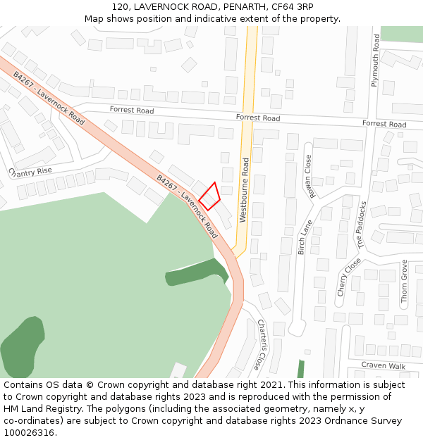 120, LAVERNOCK ROAD, PENARTH, CF64 3RP: Location map and indicative extent of plot