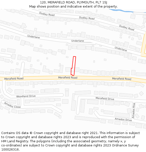 120, MERAFIELD ROAD, PLYMOUTH, PL7 1SJ: Location map and indicative extent of plot