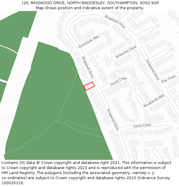 120, RINGWOOD DRIVE, NORTH BADDESLEY, SOUTHAMPTON, SO52 9GP: Location map and indicative extent of plot