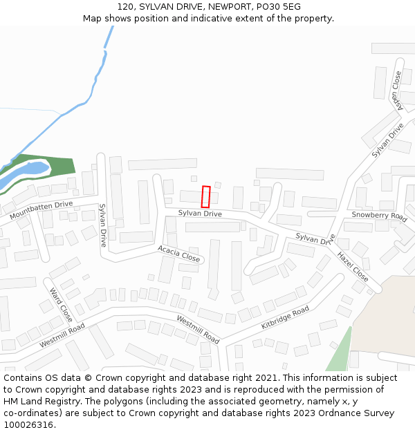 120, SYLVAN DRIVE, NEWPORT, PO30 5EG: Location map and indicative extent of plot