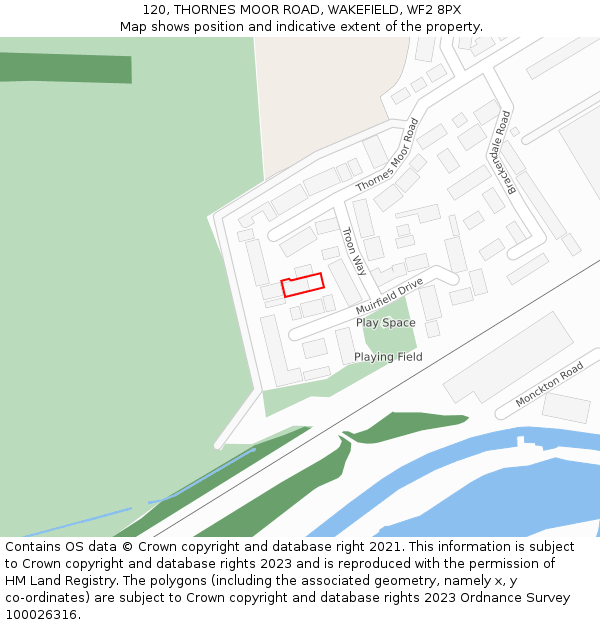 120, THORNES MOOR ROAD, WAKEFIELD, WF2 8PX: Location map and indicative extent of plot