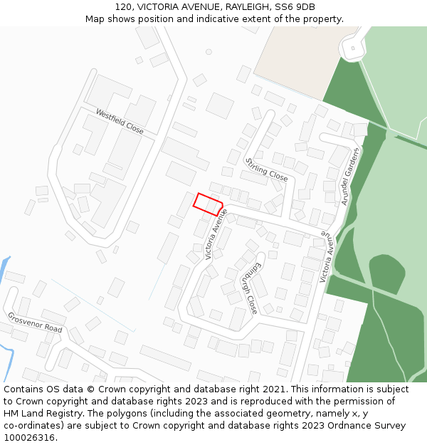 120, VICTORIA AVENUE, RAYLEIGH, SS6 9DB: Location map and indicative extent of plot
