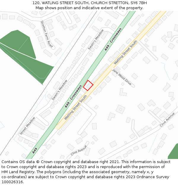 120, WATLING STREET SOUTH, CHURCH STRETTON, SY6 7BH: Location map and indicative extent of plot