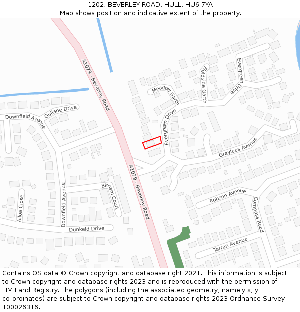 1202, BEVERLEY ROAD, HULL, HU6 7YA: Location map and indicative extent of plot