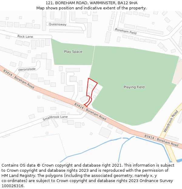 121, BOREHAM ROAD, WARMINSTER, BA12 9HA: Location map and indicative extent of plot