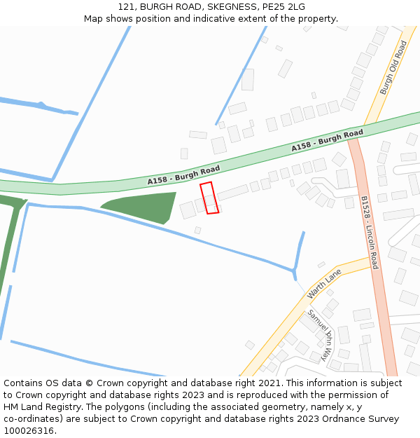 121, BURGH ROAD, SKEGNESS, PE25 2LG: Location map and indicative extent of plot