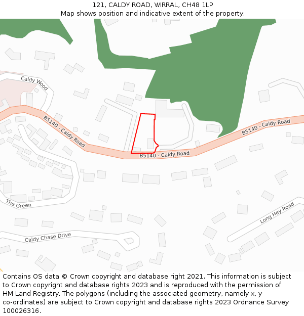 121, CALDY ROAD, WIRRAL, CH48 1LP: Location map and indicative extent of plot