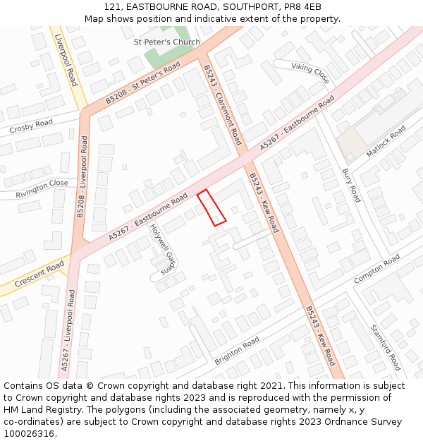 121, EASTBOURNE ROAD, SOUTHPORT, PR8 4EB: Location map and indicative extent of plot