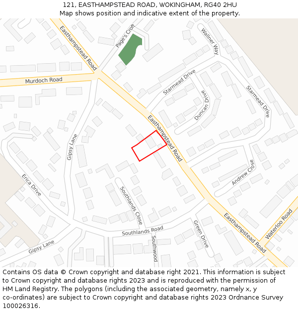 121, EASTHAMPSTEAD ROAD, WOKINGHAM, RG40 2HU: Location map and indicative extent of plot