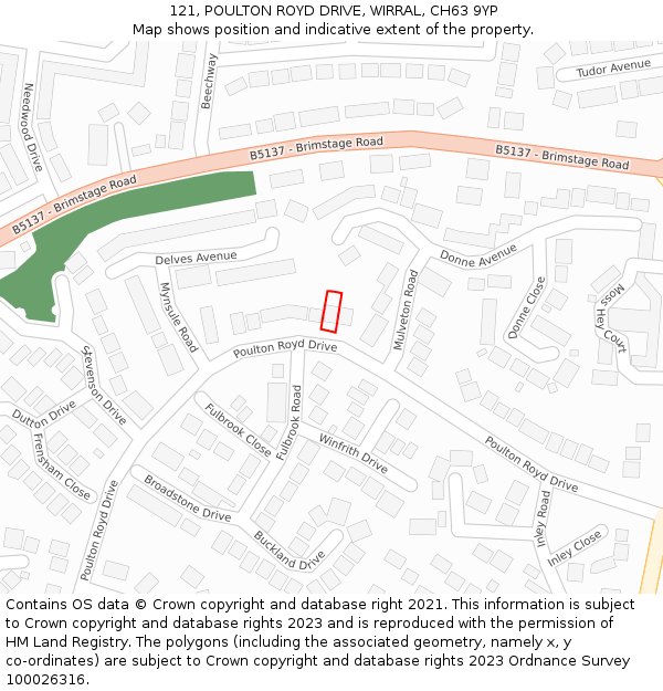 121, POULTON ROYD DRIVE, WIRRAL, CH63 9YP: Location map and indicative extent of plot