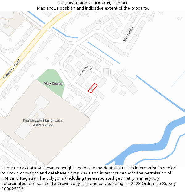 121, RIVERMEAD, LINCOLN, LN6 8FE: Location map and indicative extent of plot