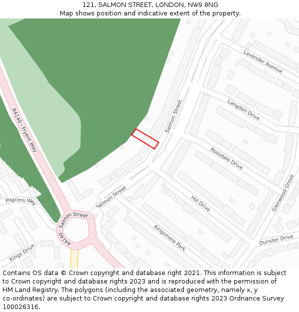 121, SALMON STREET, LONDON, NW9 8NG: Location map and indicative extent of plot