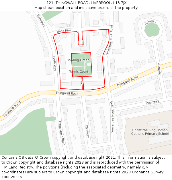 121, THINGWALL ROAD, LIVERPOOL, L15 7JX: Location map and indicative extent of plot