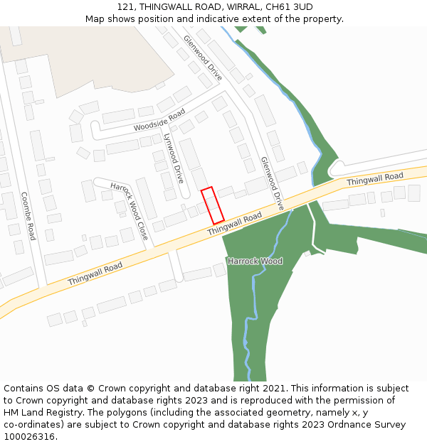 121, THINGWALL ROAD, WIRRAL, CH61 3UD: Location map and indicative extent of plot