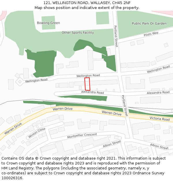 121, WELLINGTON ROAD, WALLASEY, CH45 2NF: Location map and indicative extent of plot