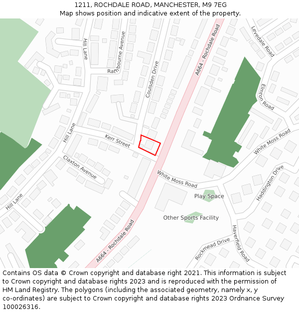 1211, ROCHDALE ROAD, MANCHESTER, M9 7EG: Location map and indicative extent of plot