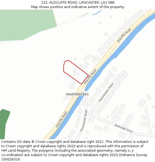 122, ALDCLIFFE ROAD, LANCASTER, LA1 5BE: Location map and indicative extent of plot