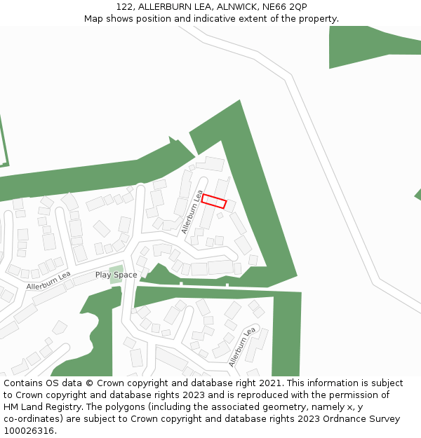 122, ALLERBURN LEA, ALNWICK, NE66 2QP: Location map and indicative extent of plot
