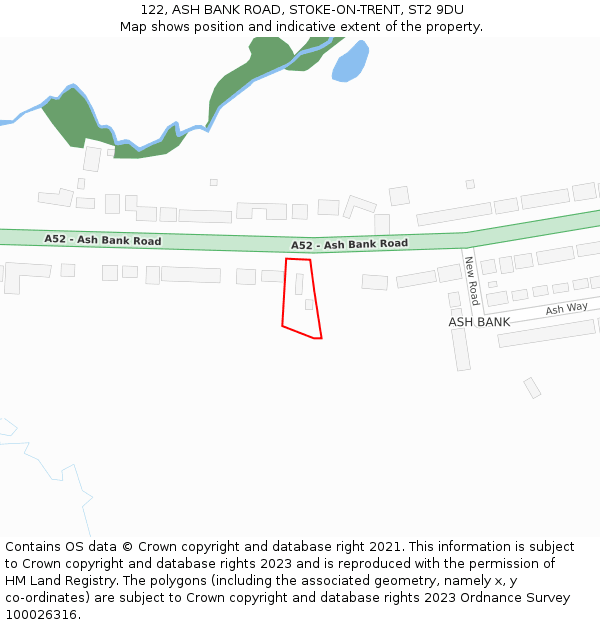 122, ASH BANK ROAD, STOKE-ON-TRENT, ST2 9DU: Location map and indicative extent of plot