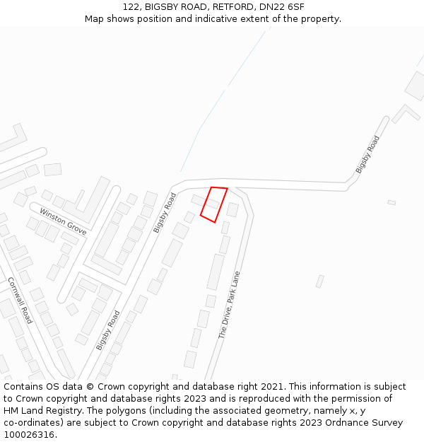 122, BIGSBY ROAD, RETFORD, DN22 6SF: Location map and indicative extent of plot