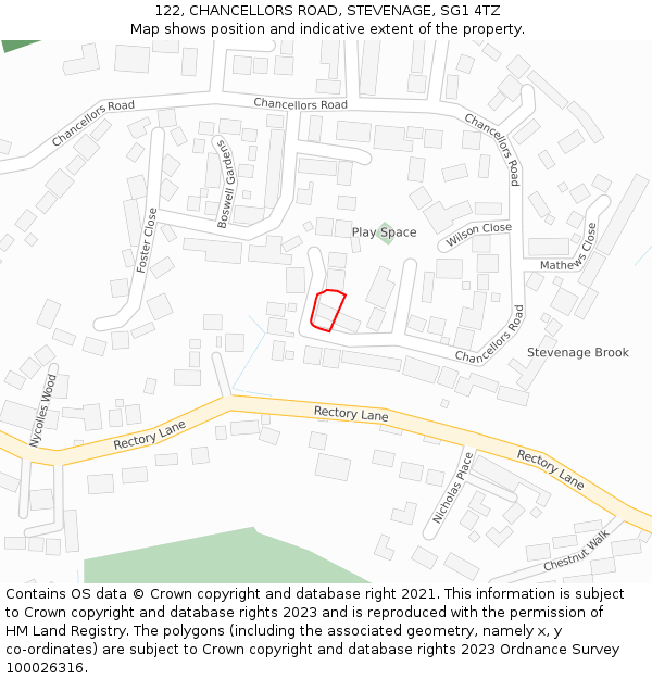 122, CHANCELLORS ROAD, STEVENAGE, SG1 4TZ: Location map and indicative extent of plot