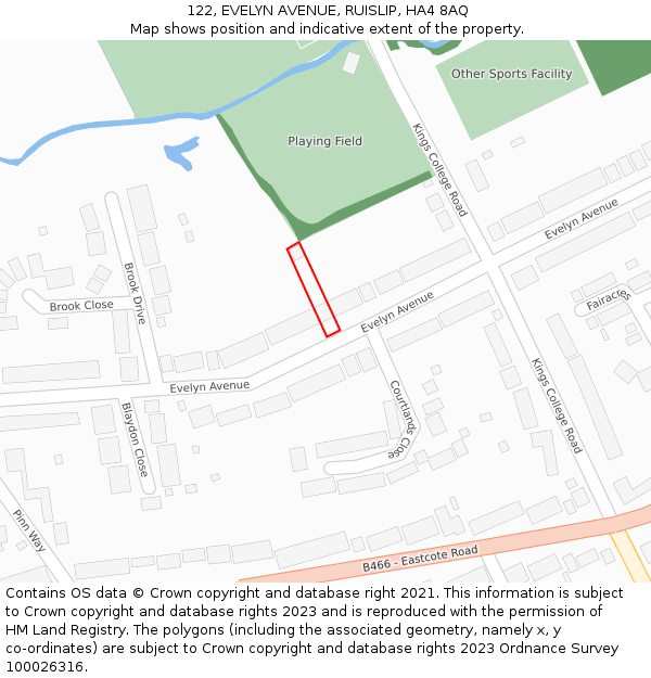 122, EVELYN AVENUE, RUISLIP, HA4 8AQ: Location map and indicative extent of plot