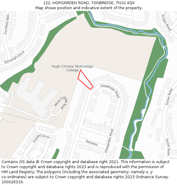 122, HOPGARDEN ROAD, TONBRIDGE, TN10 4QX: Location map and indicative extent of plot