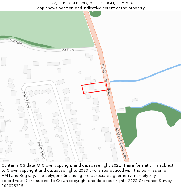 122, LEISTON ROAD, ALDEBURGH, IP15 5PX: Location map and indicative extent of plot