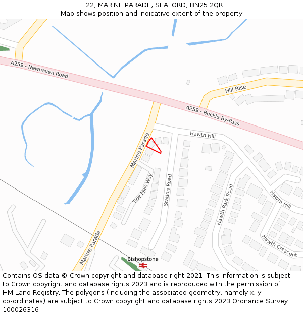 122, MARINE PARADE, SEAFORD, BN25 2QR: Location map and indicative extent of plot