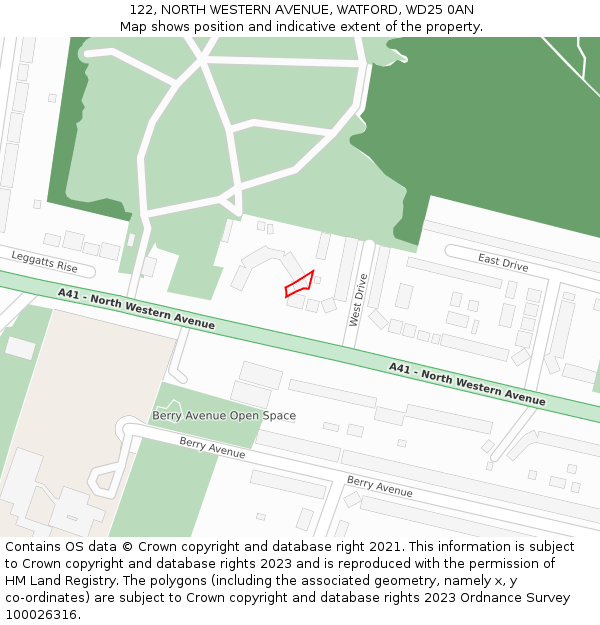 122, NORTH WESTERN AVENUE, WATFORD, WD25 0AN: Location map and indicative extent of plot