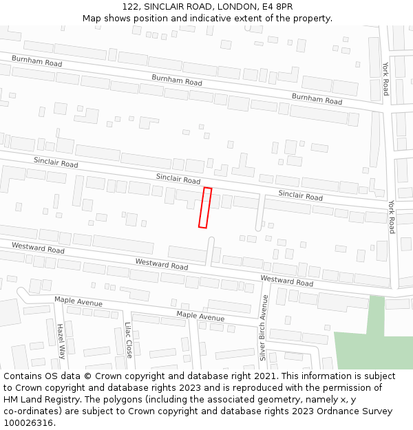 122, SINCLAIR ROAD, LONDON, E4 8PR: Location map and indicative extent of plot