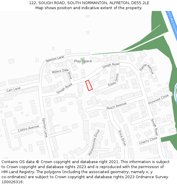 122, SOUGH ROAD, SOUTH NORMANTON, ALFRETON, DE55 2LE: Location map and indicative extent of plot