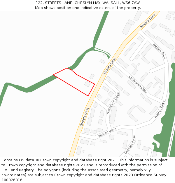 122, STREETS LANE, CHESLYN HAY, WALSALL, WS6 7AW: Location map and indicative extent of plot