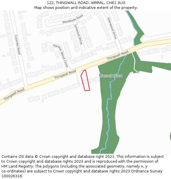 122, THINGWALL ROAD, WIRRAL, CH61 3UG: Location map and indicative extent of plot