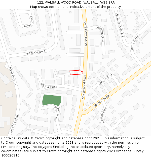 122, WALSALL WOOD ROAD, WALSALL, WS9 8RA: Location map and indicative extent of plot