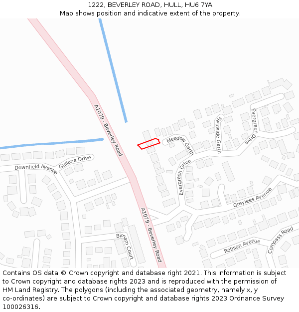 1222, BEVERLEY ROAD, HULL, HU6 7YA: Location map and indicative extent of plot