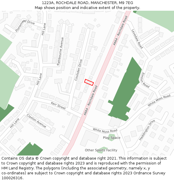 1223A, ROCHDALE ROAD, MANCHESTER, M9 7EG: Location map and indicative extent of plot