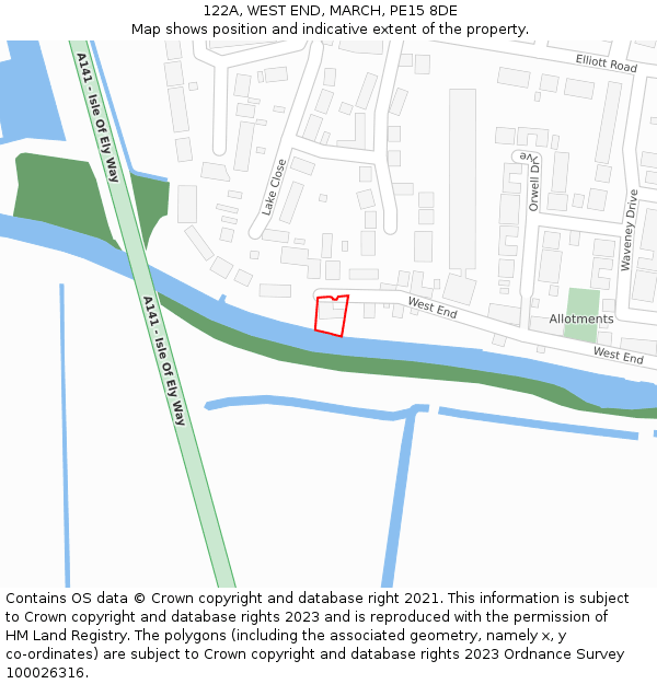 122A, WEST END, MARCH, PE15 8DE: Location map and indicative extent of plot